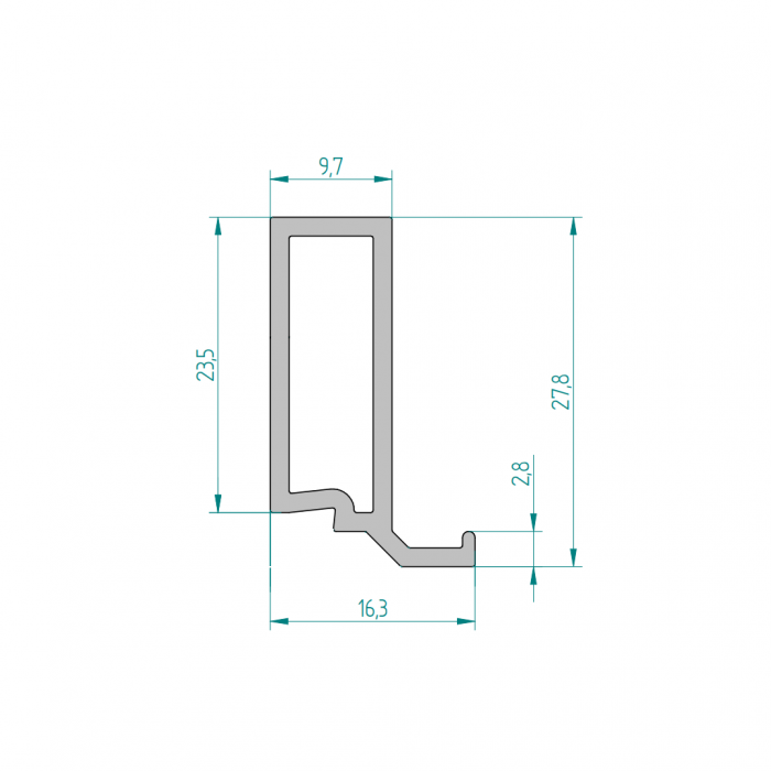 Профил - пълнеж за прозр. пакет 21 mm L = 6000 mm FS  PVC сив  